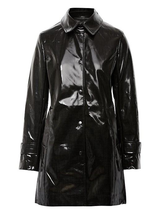 Banana Republic Womens Coated Italian Tweed Car Coat Black & Gray Size S