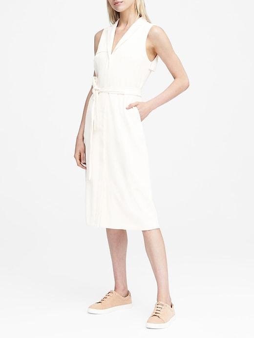 Banana Republic Womens Petite Trench Dress White Size 0