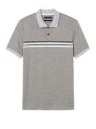 Banana Republic Mens Luxury-touch Chest Stripe Polo Shirt Heather Gray Size L