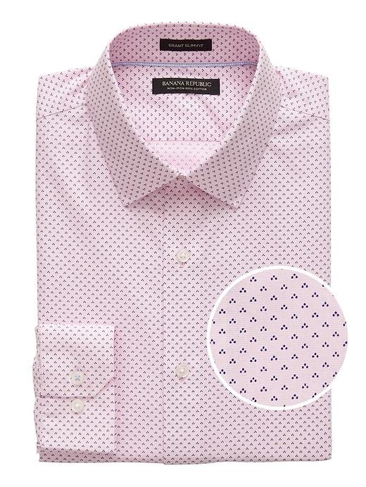 Banana Republic Mens Grant Slim-fit Non-iron Dot Shirt Pink Lily Size S