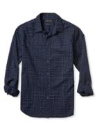 Banana Republic Mens Camden Fit Custom 078 Wash Textured Blue Shirt - Preppy Navy