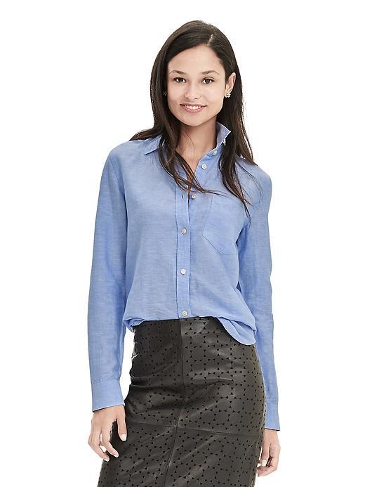 Banana Republic Womens Dillon Fit Linen/cotton Shirt Size L - Blue Bell