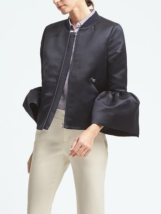 Banana Republic Womens Limited Edition Navy Satin Bomber Jacket - Navy