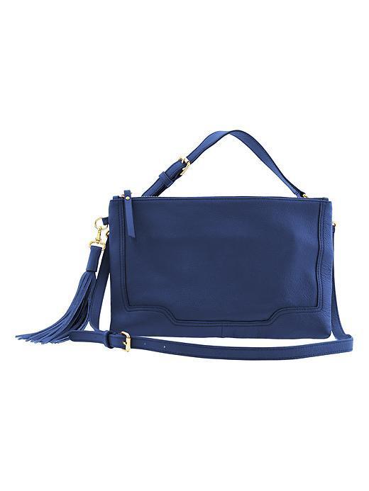 Banana Republic Evan Convertible Leather Crossbody - Mythic Blue