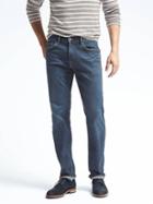 Banana Republic Mens Straight Rapid Movement Medium Blue Wash Jean - Indigo