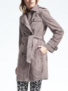 Banana Republic Womens Classic Suede Trench Gray Size M