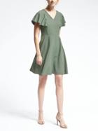 Banana Republic Womens Drape Sleeve Fit And Flare Dress - Flight Jacket