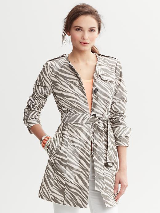 Banana Republic Heritage Zebra Print Trench - Woodrush Green
