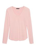 Banana Republic Womens Luxespun Long-sleeve V-neck T-shirt Blush Pink Size Xs