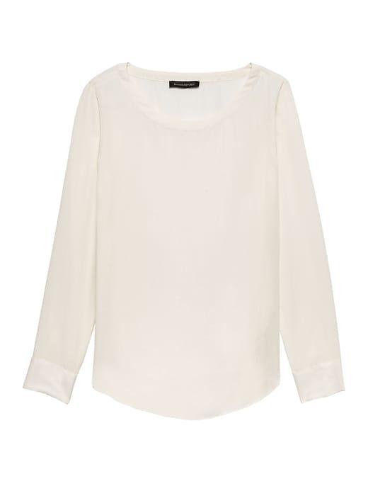 Banana Republic Womens Tencel Perfect Tunic Top White Size Xs