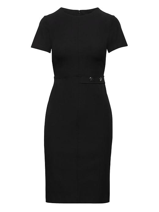 Banana Republic Womens Petite Side-button Bi-stretch Sheath Dress Black Size 0