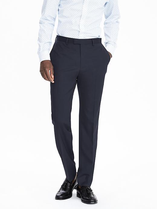 Banana Republic Mens Standard Solid Wool Trouser Size 30w 32l - Navy