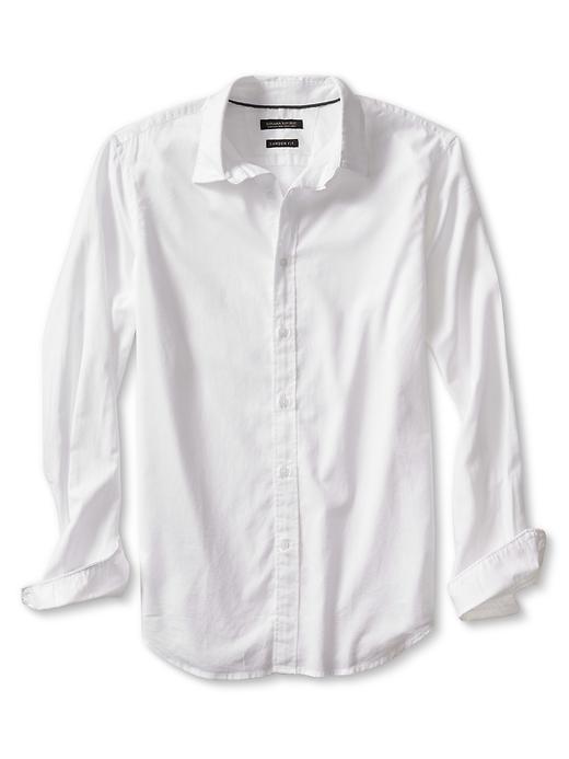 Banana Republic Mens Camden Fit Custom 078 Wash White Dobby Shirt Size L Tall - White