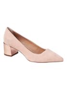 Banana Republic Womens Low Block-heel Pump Pink Suede With Rose Gold Leather Size 8