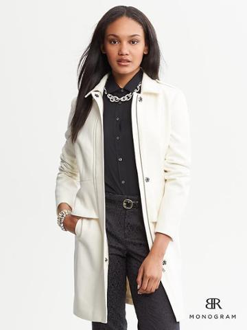 Banana Republic Monogram White Peplum Coat - Cocoon