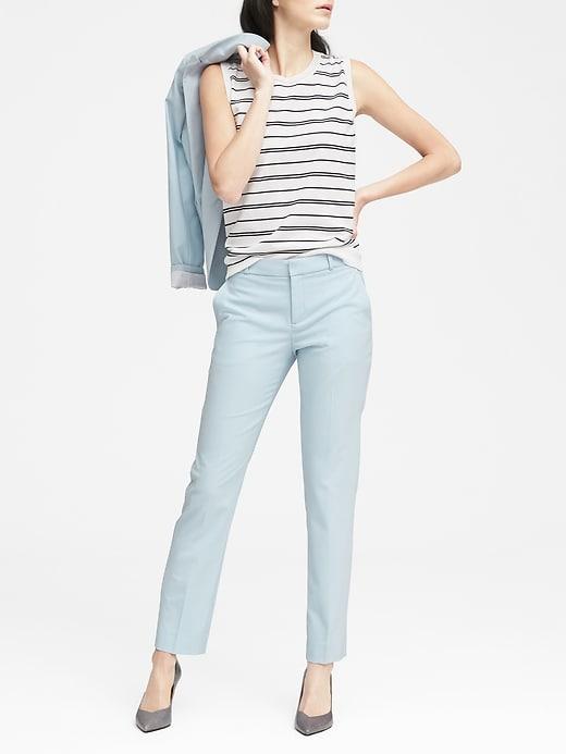 Banana Republic Womens Ryan Slim Straight-fit Machine-washable Italian Wool Blend Pant Ice Blue Size 12