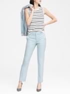 Banana Republic Womens Ryan Slim Straight-fit Machine-washable Italian Wool Blend Pant Ice Blue Size 12