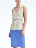 Banana Republic Womens Easy Care Print Tie Shoulder Wrap Top - Green