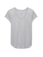 Banana Republic Womens Linen-blend Scoop-neck T-shirt Silver On Charcoal Size S