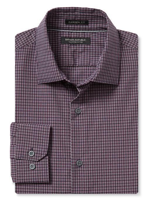 Banana Republic Mens Camden Fit Supima Cotton Mini Check Shirt Size L Tall - Prestine Purple