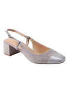 Banana Republic Womens Low Block-heel Slingback Pump Gray Suede & Patent Leather Size 7