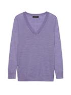 Banana Republic Womens Machine-washable Merino V-neck Sweater Heather Lavender Size M