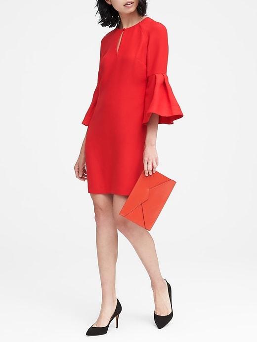 Banana Republic Womens Bell-sleeve Shift Dress Cherry Red Size 0