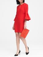 Banana Republic Womens Bell-sleeve Shift Dress Cherry Red Size 0