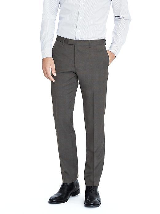 Banana Republic Mens Slim Grey Camel Plaid Wool Suit Trouser - Gray