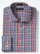 Banana Republic Mens Grant Fit Supima Tri Color Plaid Shirt - Red Carnival