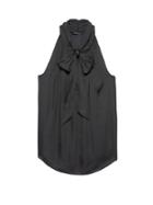 Banana Republic Womens Soft Satin Tie-neck Shell Black Size Xxs