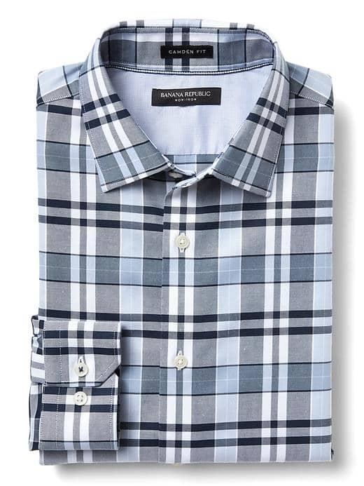 Banana Republic Mens Grant Fit Non Iron Multi Checkered Shirt - Blue