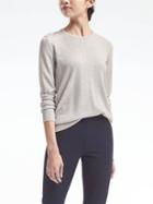 Banana Republic Womens Silk Cashmere Pullover Crew - Light Gray