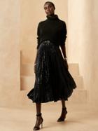 Petite Pleated Sequin Midi Skirt