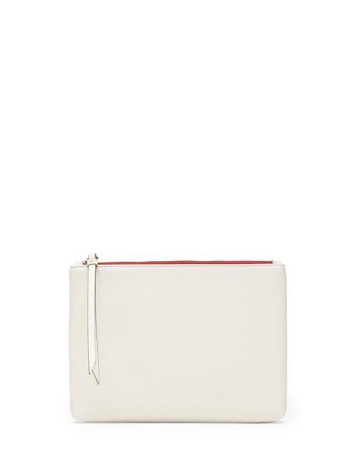 Banana Republic Womens Vegan Leather Medium Zip Pouch Eggshell White Size One Size