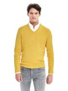 Banana Republic Mens Cotton Cashmere Vee Pullover Size L Tall - Yellow Heather