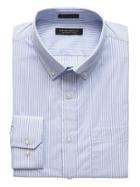 Banana Republic Mens New Slim-fit Tech-stretch Cotton Stripe Shirt Damselfish Blue Size M