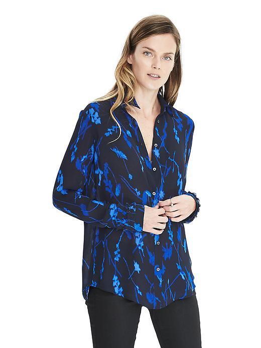 Banana Republic Dillon Fit Ruffle Cuff Shirt - Preppy Navy