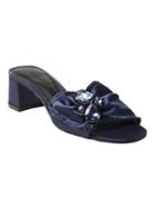 Banana Republic Womens Mid Heel Embellished Satin Slide Navy Satin Size 11