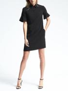 Banana Republic Womens Flutter Sleeve Polo Dress - Black