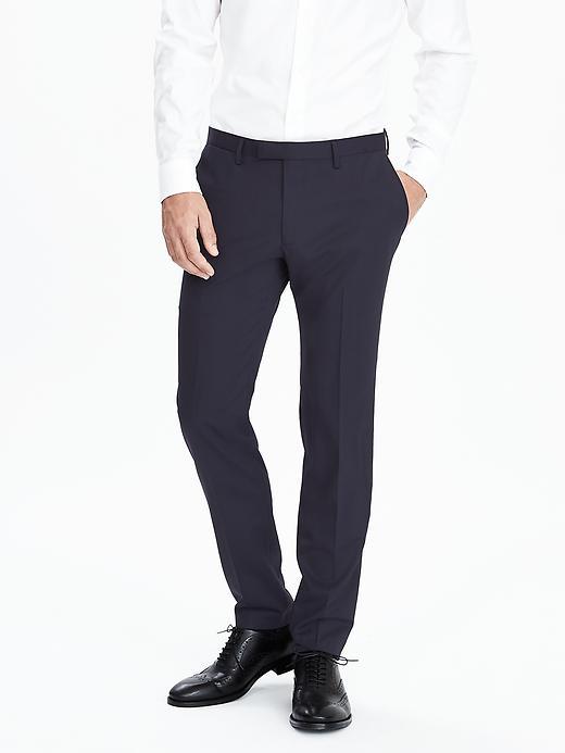 Banana Republic Mens Slim Solid Wool Trouser Size 34w 36l Tall - Navy