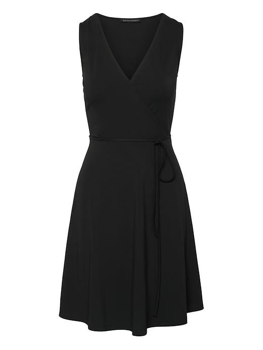 Banana Republic Womens Soft Ponte Wrap Dress Black Size 8