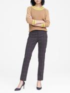 Banana Republic Womens Ryan Slim Straight-fit Machine-washable Windowpane Pant Burgundy Size 0