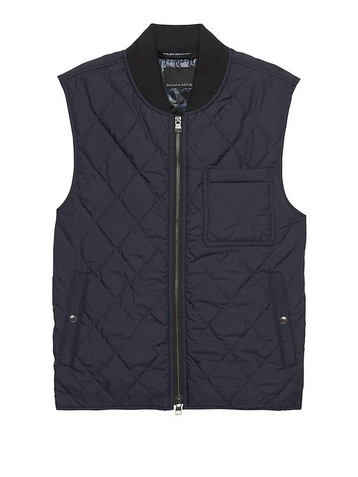 Banana Republic Mens Water-resistant Quilted Vest With Chest Pocket Navy Size Xl