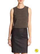 Banana Republic Womens Factory Ponte Crop Top Size L - Brown Stripe