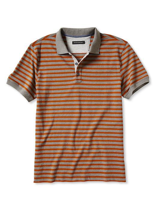 Banana Republic Mens Chest Pocket Stripe Pique Polo Size L Tall - Orange