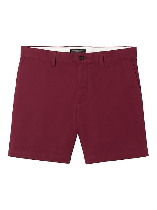 Banana Republic Mens Aiden Slim Stretch Cotton 7 Short - Burgundy