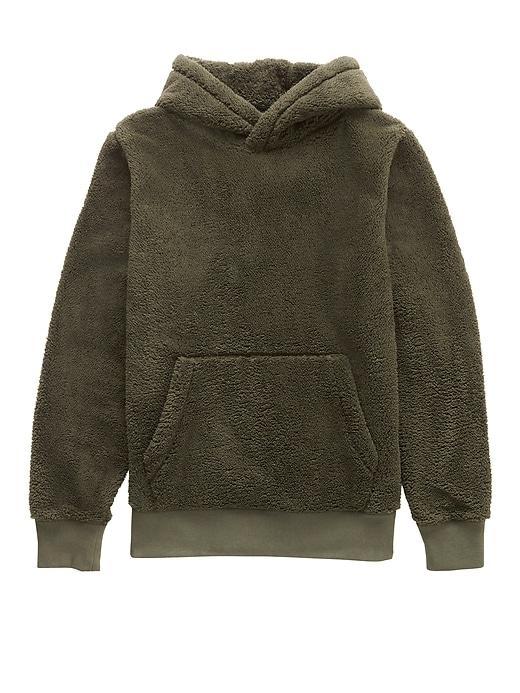 Banana Republic Mens Solid Sherpa Fleece Hoodie Military Green Size Xs
