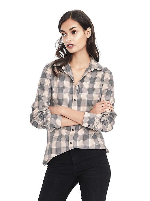 Banana Republic Dillon Fit Ruffle Cuff Flannel Shirt - Pink Blush