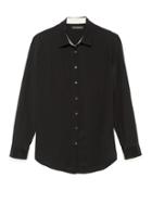 Banana Republic Womens Dillon Classic-fit Washable Silk Shirt Black Size S